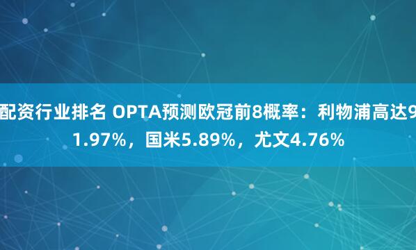配资行业排名 OPTA预测欧冠前8概率：利物浦高达91.97%，国米5.89%，尤文4.76%